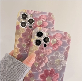 Oil Painting Pink Flower Suitable for iPhone 13pro max Apple 12 Phone Case 11 Hanfeng xs/xr Silicone Liquid 14