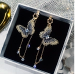 Butterfly Earrings Korean Temperament Long Style Tassel Pendant Earrings Exaggerate Personality Versatile Earrings Earstuds Female