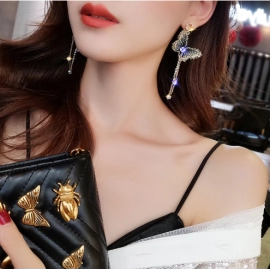 Butterfly Earrings Korean Temperament Long Style Tassel Pendant Earrings Exaggerate Personality Versatile Earrings Earstuds Female