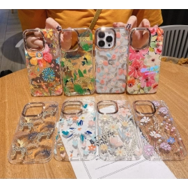 Suitable for iPhone 13 Transparent Flower Phone Case Apple 14 ins Double Layer Printing 12 Foreign Trade DIY Set